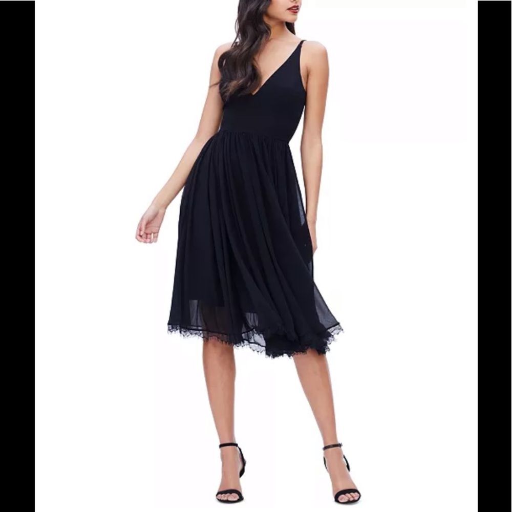 Dress the population Alicia Mixed Media Midi Dress black